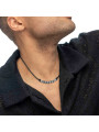 Collana Unisex Marlù cordino strobel elementi in acciaio con trama puntinata nera 33CO0025-N