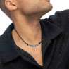 Collana Unisex Marlù cordino strobel elementi in acciaio con trama puntinata nera 33CO0025-N