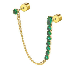 Orecchino a Lobo Donna Marlù 31OR0003G-S Multindosso Tennis Pendente Oro e Verde