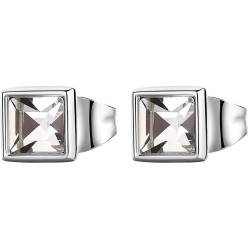 Orecchini Bottone Donna Brosway BEH22 in Acciaio Silver con Zircone Bianco
