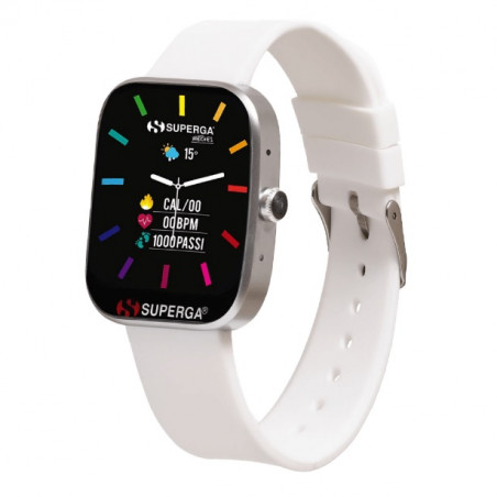 Orologio Smartwatch Unisex Superga Uniko SWT-STC002 Cinturino Silicone Bianco 42mm