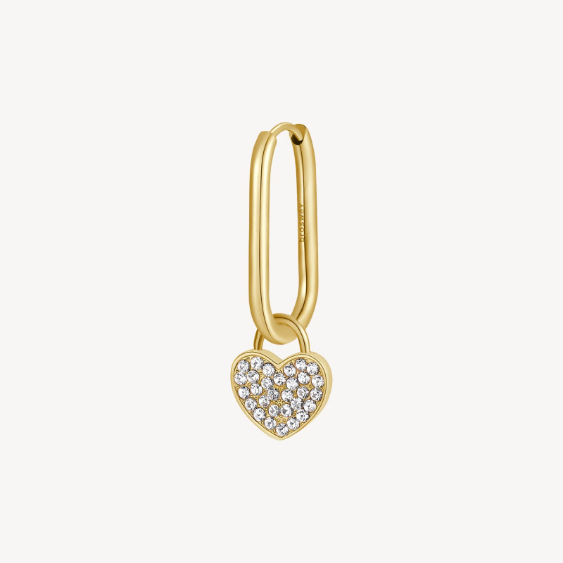 Mono Orecchino Donna Brosway Chakra BHKE122 in Acciaio Pvd Oro Cuore e Cristalli Mono Orecchino Donna Brosway Chakra BHKE122 in Acciaio Pvd Oro Cuore e Cristalli