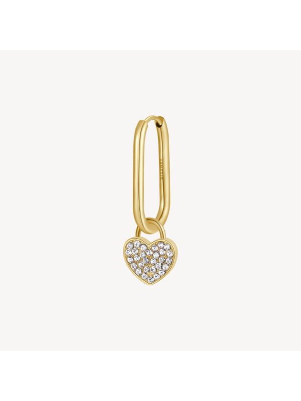 Mono Orecchino Donna Brosway Chakra BHKE122 in Acciaio Pvd Oro Cuore e Cristalli