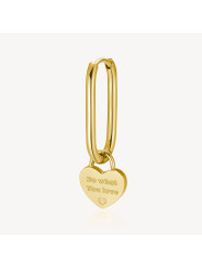 Mono Orecchino Donna Brosway Chakra BHKE122 in Acciaio Pvd Oro Cuore e Cristalli