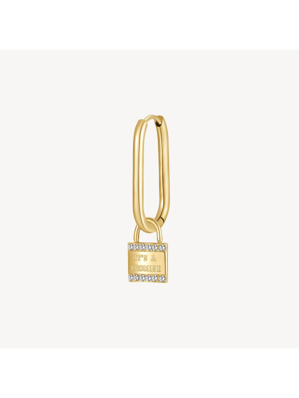 Mono Orecchino Donna Brosway Chakra BHKE118 in Acciaio PVd Oro Lucchetto Promessa