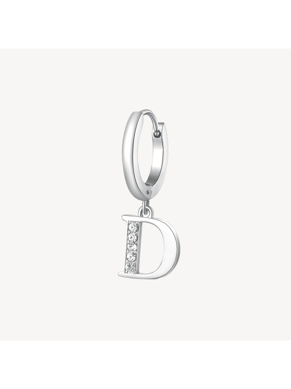 Mono Orecchini Donna Brosway Chakra BHKE060 in Acciaio Silver Lettera D