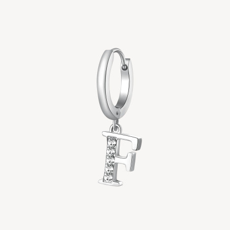 Mono Orecchini Donna Brosway Chakra BHKE062 in Acciaio Silver Lettera F