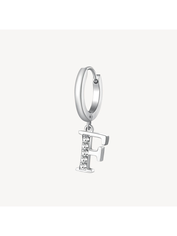 Mono Orecchini Donna Brosway Chakra BHKE062 in Acciaio Silver Lettera F