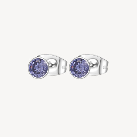 Orecchini Donna Brosway Chakra BHKE055 in Acciaio Silver Cristalli Viola