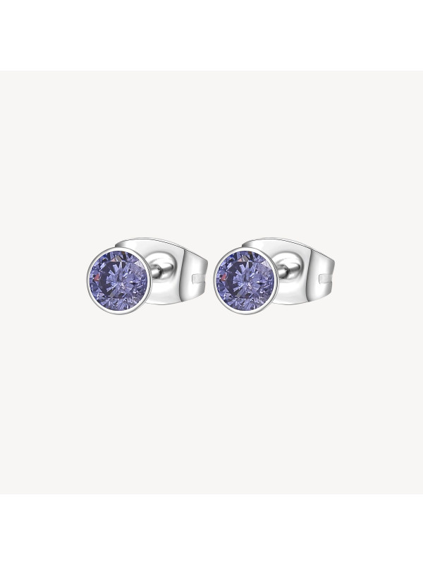 Orecchini Donna Brosway Chakra BHKE055 in Acciaio Silver Cristalli Viola