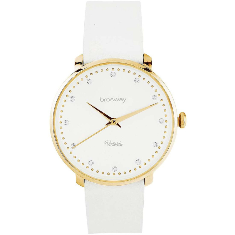 Orologio Solo Tempo Donna Brosway WVI30 Victoria Pvd Oro Cinturino in Silicone Bianco Orologio Solo Tempo Donna Brosway WVI30 Victoria Pvd Oro Cinturino in Silicone Bianco