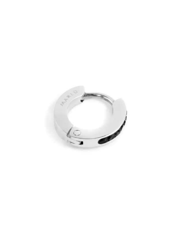 Mono Orecchino Donna Marlù 2OR0058-N in Acciaio Silver e Cristalli Neri