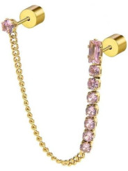 Monorecchino Donna Marlù 31OR0003G-LF in Acciaio Pvd Oro Giallo Cristalli Viola