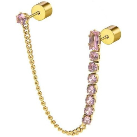 Monorecchino Donna Marlù 31OR0003G-LF in Acciaio Pvd Oro Giallo Cristalli Viola