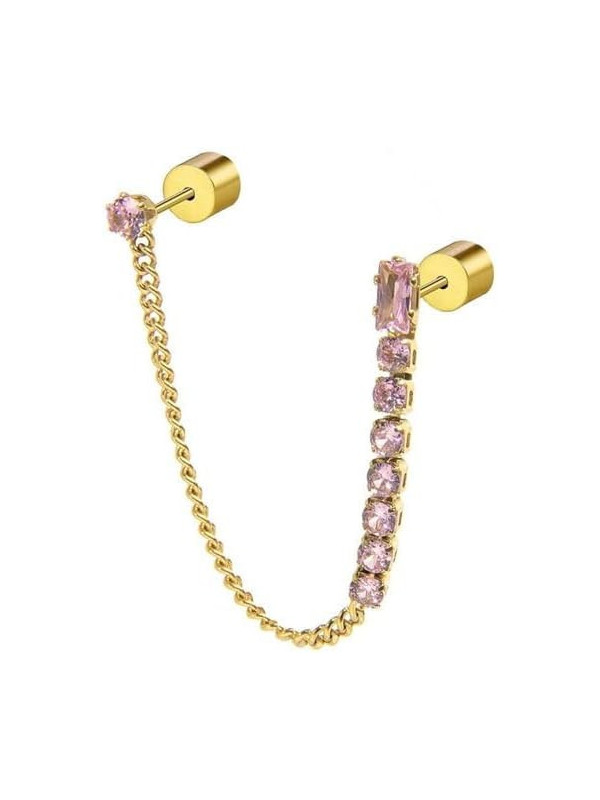 Monorecchino Donna Marlù 31OR0003G-LF in Acciaio Pvd Oro Giallo Cristalli Viola