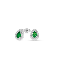 Orecchini Donna a Bottone Liujo LJ2286 in Acciaio 316l Silver Zircone Verde