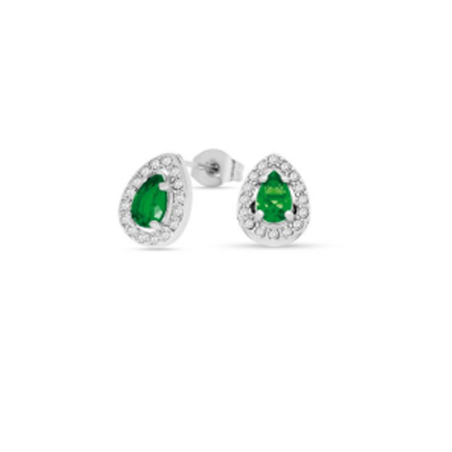 Orecchini Donna a Bottone Liujo LJ2286 in Acciaio 316l Silver Zircone Verde