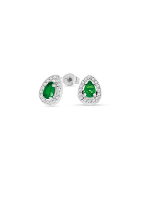 Orecchini Donna a Bottone Liujo LJ2286 in Acciaio 316l Silver Zircone Verde
