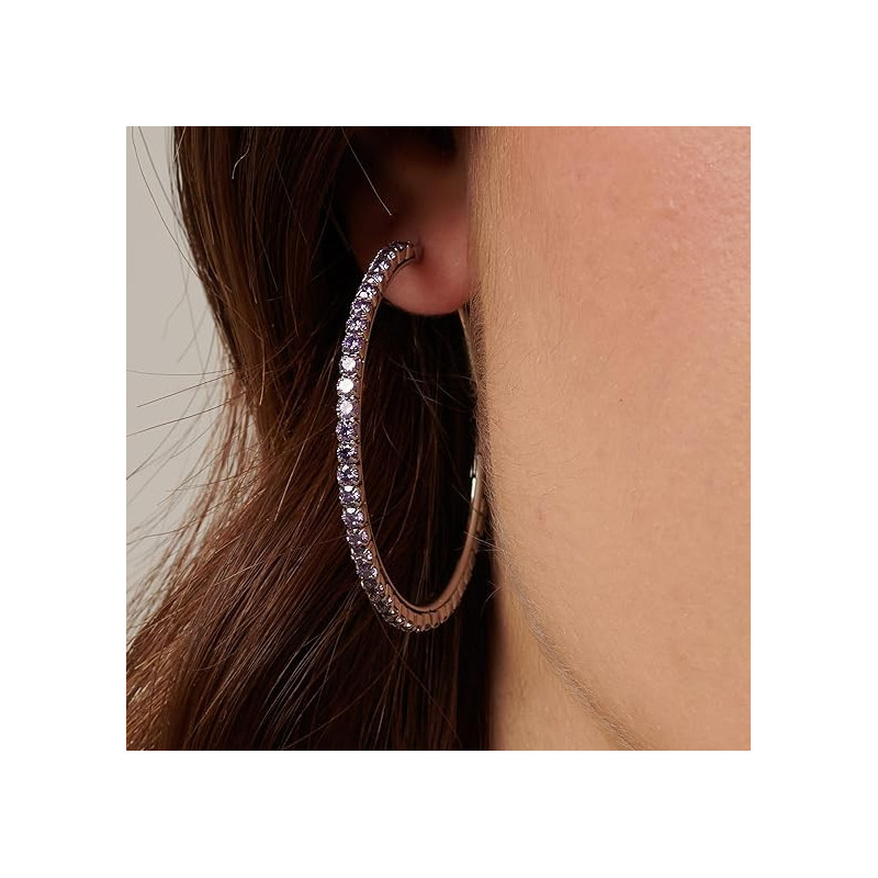 Orecchini Donna Brosway Desideri BEIE025 in Acciaio Silver e Cristalli Viola