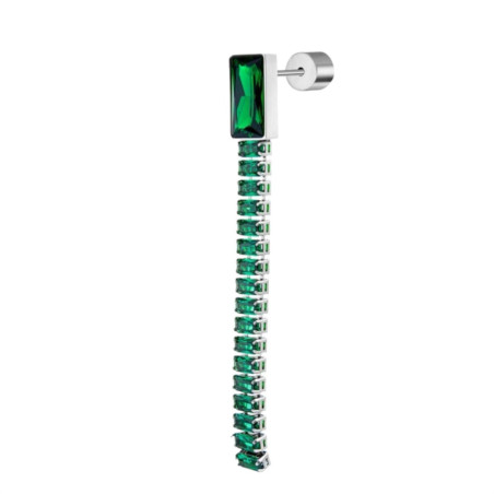 Mono Orecchino Donna Marlù Tennis 33OR0026-V in Acciaio Silver Zirconi Verdi