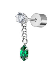 Mono Orecchino Donna Marlù 33OR0037-V in Acciaio Silver Pendente Zirocone Verde