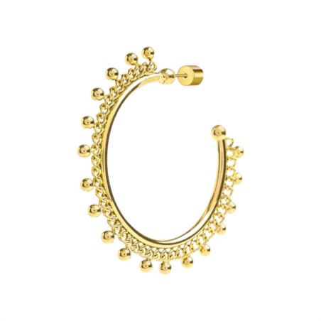 Mono Orecchino semicerchio Marlù Vision donna acciaio Oro catena grumetta e sfere 33OR0052G