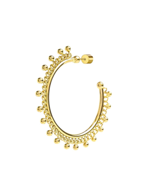 Mono Orecchino semicerchio Marlù Vision donna acciaio Oro catena grumetta e sfere 33OR0052G