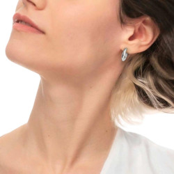 Orecchino semicerchio Marlù Vision donna acciaio con maglia marine 33OR0054