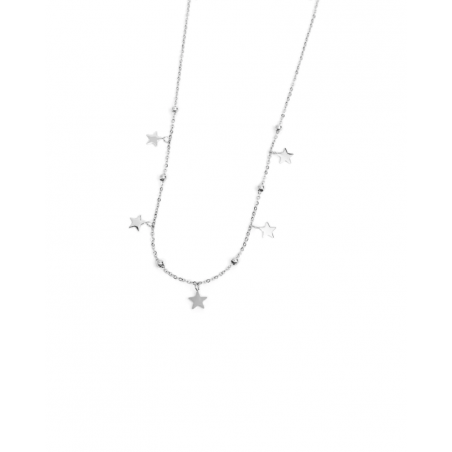 Collana Donna Marlù Time To 18CO012 in Acciaio Colore Argento con Stelle Lucky