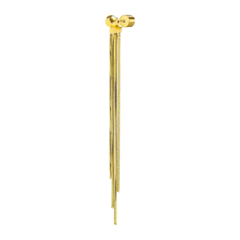 Orecchino pendente Marlù Vision donna acciaio dorato sfera e catena snake quadrata 33OR0057G Orecchino pendente Marlù Vision donna acciaio dorato sfera e catena snake quadrata 33OR0057G