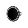 Mono Orecchino unisex Marlù 33OR0050-N a lobo tondo centro smalto nero con bordo trama puntinata