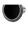 Mono Orecchino unisex Marlù 33OR0050-N a lobo tondo centro smalto nero con bordo trama puntinata
