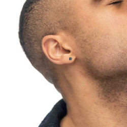 Mono Orecchino unisex Marlù 33OR0048-N a lobo con zircone nero quadrato 0,34mm