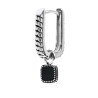 Mono Orecchino unisex Marlù 33OR0046-N a cerchio ovale con quadrato in onice pendente