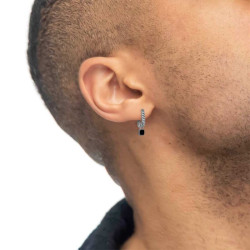 Mono Orecchino unisex Marlù 33OR0046-N a cerchio ovale con quadrato in onice pendente
