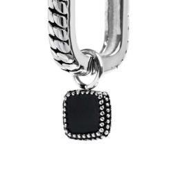Mono Orecchino unisex Marlù 33OR0046-N a cerchio ovale con quadrato in onice pendente