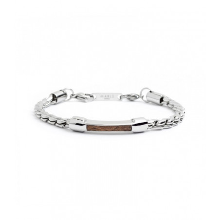 Bracciale Uomo Marlù Man Class 4BR1816M in Acciaio 316L Argento e Marrone