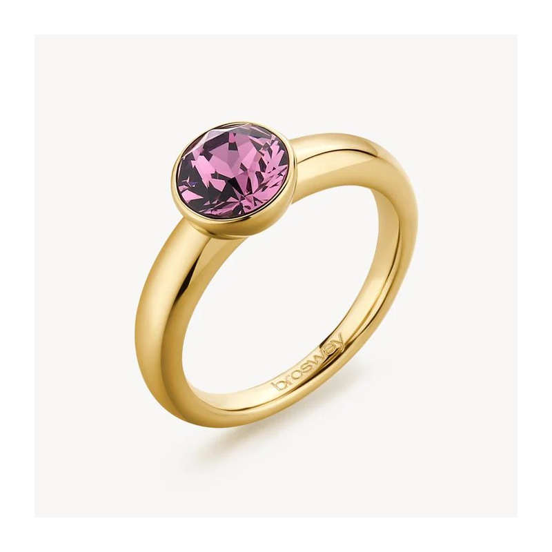 Anello Donna Brosway Affinity BFF173A in Acciaio Pvd Oro Giallo Cristallo Viola Anello Donna Brosway Affinity BFF173A in Acciaio Pvd Oro Giallo Cristallo Viola