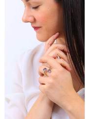 Anello Donna Brosway Affinity BFF177A in Acciaio Pvd Oro Cristalli Viola