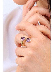 Anello Donna Brosway Affinity BFF177A in Acciaio Pvd Oro Cristalli Viola