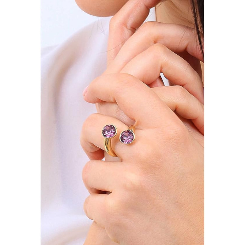 Anello Donna Brosway Affinity BFF177A in Acciaio Pvd Oro Cristalli Viola