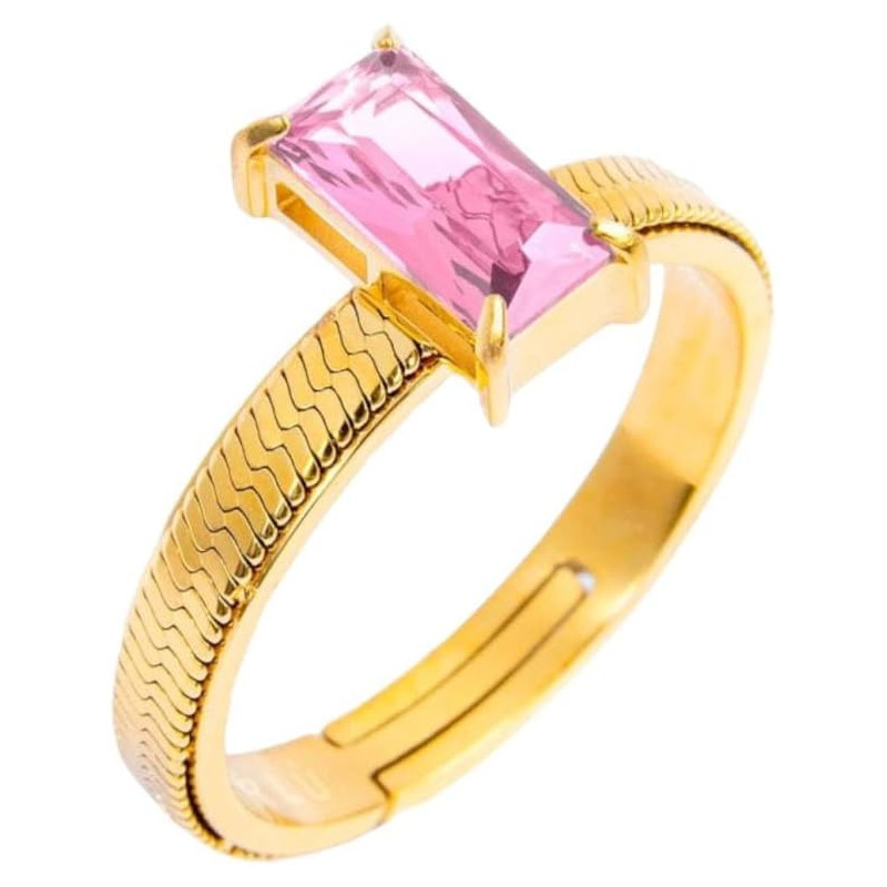 Anello Donna Marlù 31AN0003GLF-M Sparkless in Acciaio Pvd Oro Giallo con Zircone Rosa