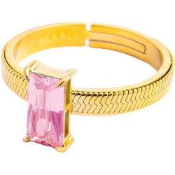 Anello Donna Marlù 31AN0003GLF-M Sparkless in Acciaio Pvd Oro Giallo con Zircone Rosa
