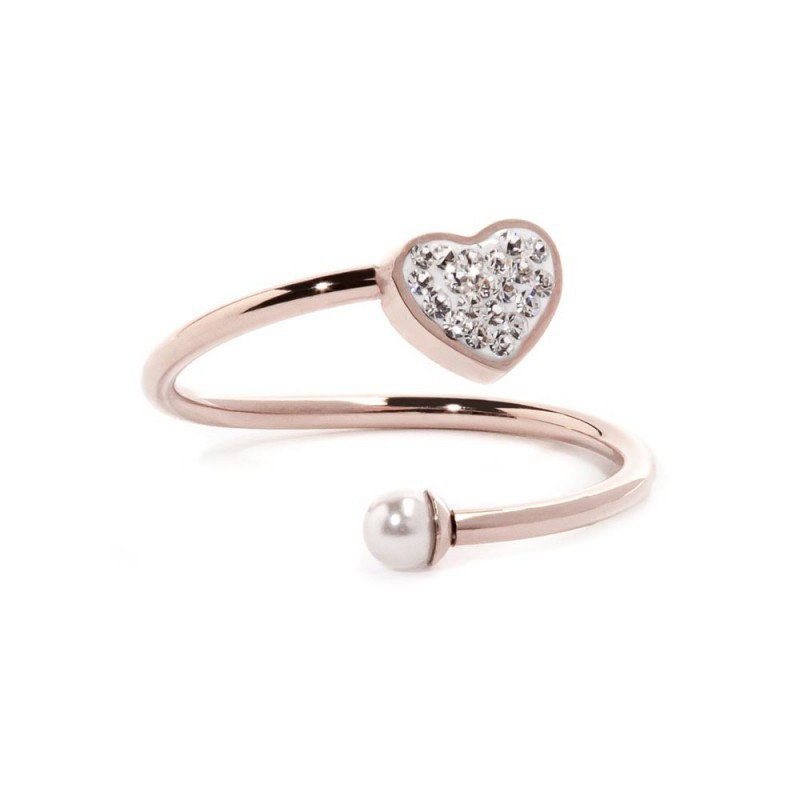 Anello Donna Marlù 15AN011RW-M Aperto in Acciaio Pvd Oro Rosa con Cuore Cristalli Anello Donna Marlù 15AN011RW-M Aperto in Acciaio Pvd Oro Rosa con Cuore Cristalli
