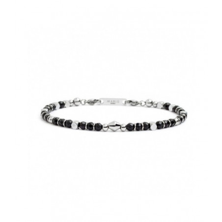 Bracciale Uomo Marlù 4BR1822N in Acciaio 316Lcon Pietra Agata Nera ed Ematite