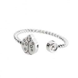 Anello Donna Marlù 18AN037-F in Acciaio Silver Coccinella con Cristalli