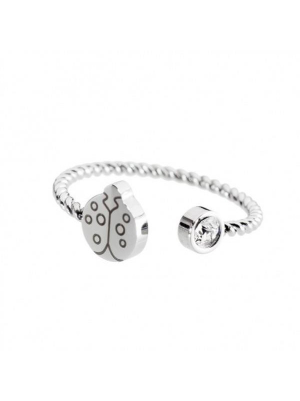 Anello Donna Marlù 18AN037-F in Acciaio Silver Coccinella con Cristalli