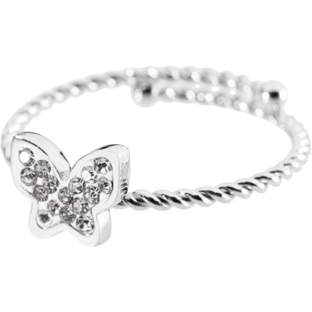 Anello Donna Marlù 18AN030-S in Acciaio Silver Farfalla con Cristalli