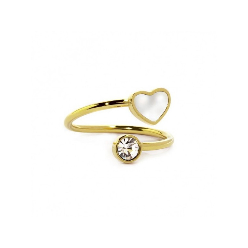 Anello Donna Marlù 15AN010GW-S in Acciaio Pvd Oro Giallo Cuore Madreperla Anello Donna Marlù 15AN010GW-S in Acciaio Pvd Oro Giallo Cuore Madreperla