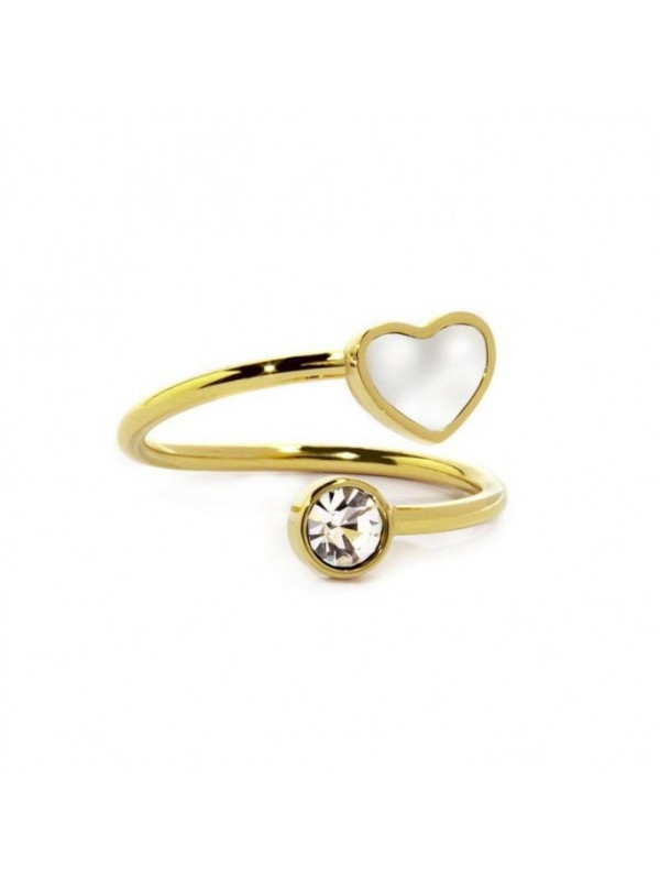 Anello Donna Marlù 15AN010GW-S in Acciaio Pvd Oro Giallo Cuore Madreperla